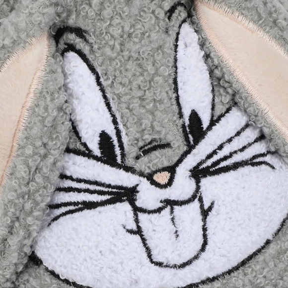 Bioworld Looney Tunes Bugs Bunny Face Adult Gray Scuff Slippers Size Medium 9/10 - Picture 4 of 8